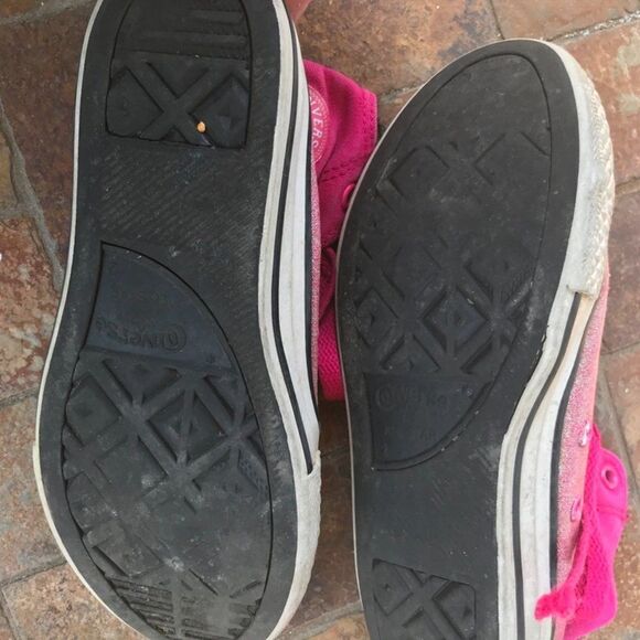 Converse Hightop Pink Sparkle Sneakers Size 2 - Picture 4 of 7
